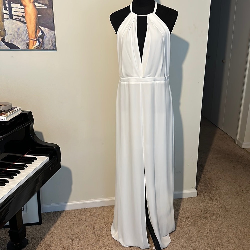 Halston heritage white gown